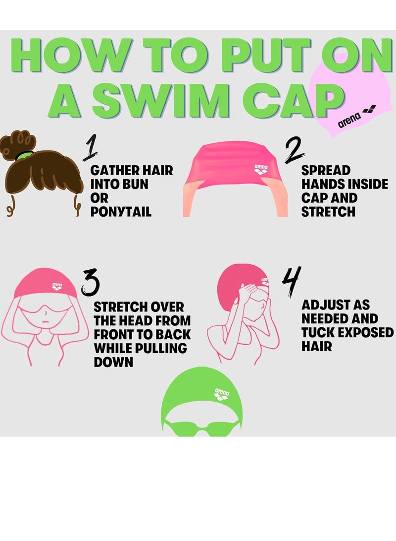 أرينا "قبعة سباحة أنيقة للأطفال والنساء باللون الوردي المنقط - تصميم مبهج ومريح من سيليكون عالي الجودة"_ أدوات سباحه ـ اكسسوارات سباحه ـ العاب مائيه ـ مستلزمات سباحه - Image 3